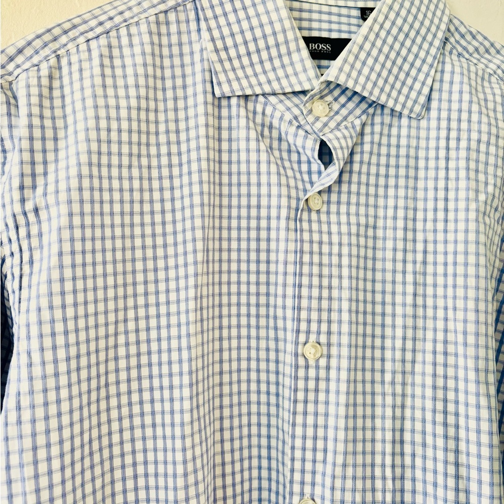 Hugo Boss Blue Checkered Men's Shirt - Picture 4 of 7
